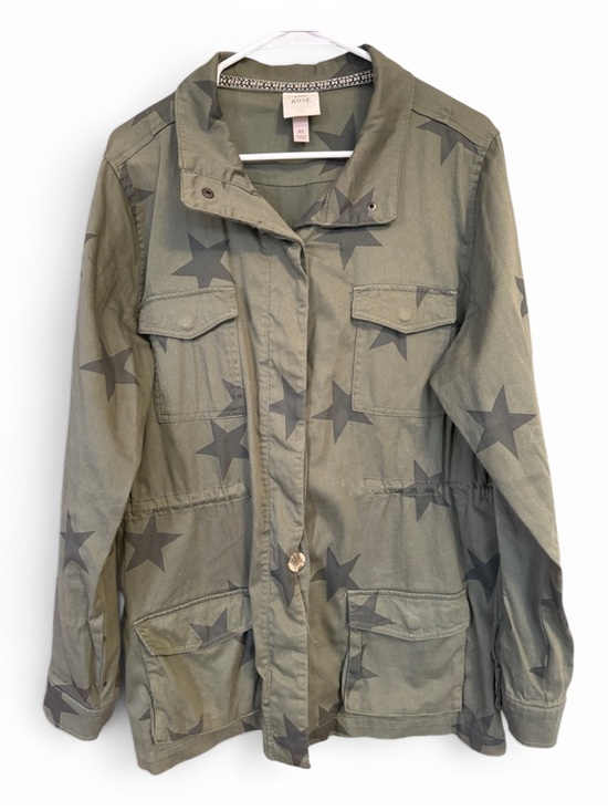 Knox Rose Jackets & Blazers - Knox Rose Olive Green Star-Print Utility Jacket